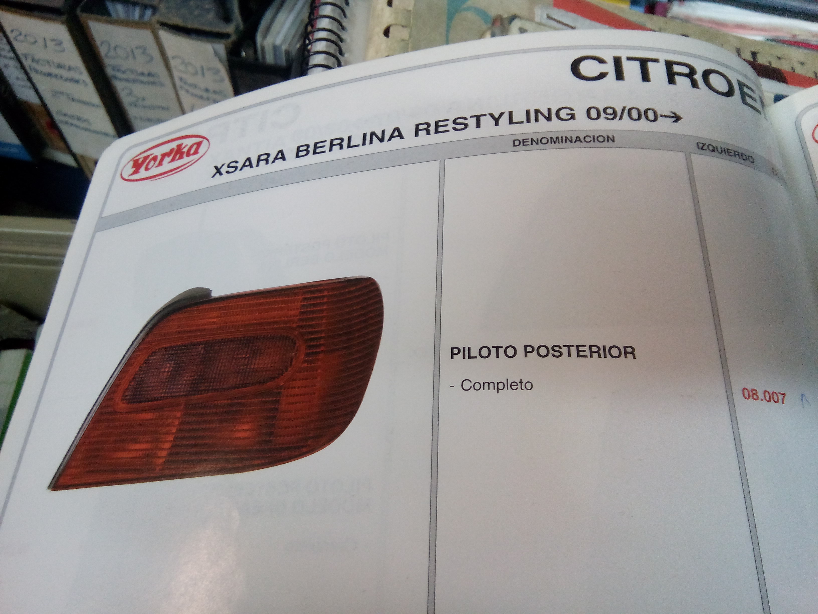 *PILOTO POSTERIOR CITROEN XSARA BERLINA RESTYLING IZ 008007YORKA